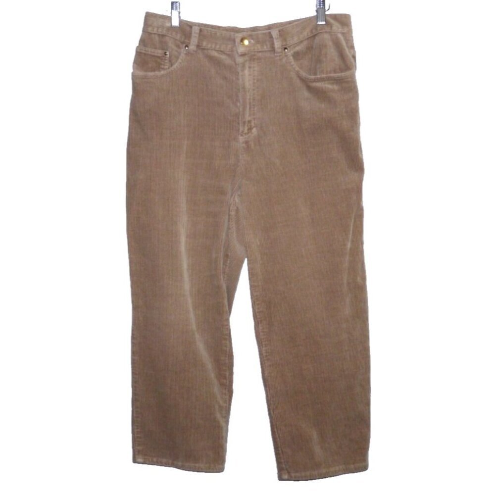 LAUREN Jeans Co light brown corduroy crop jeans pants inseam 25" Women's size 14